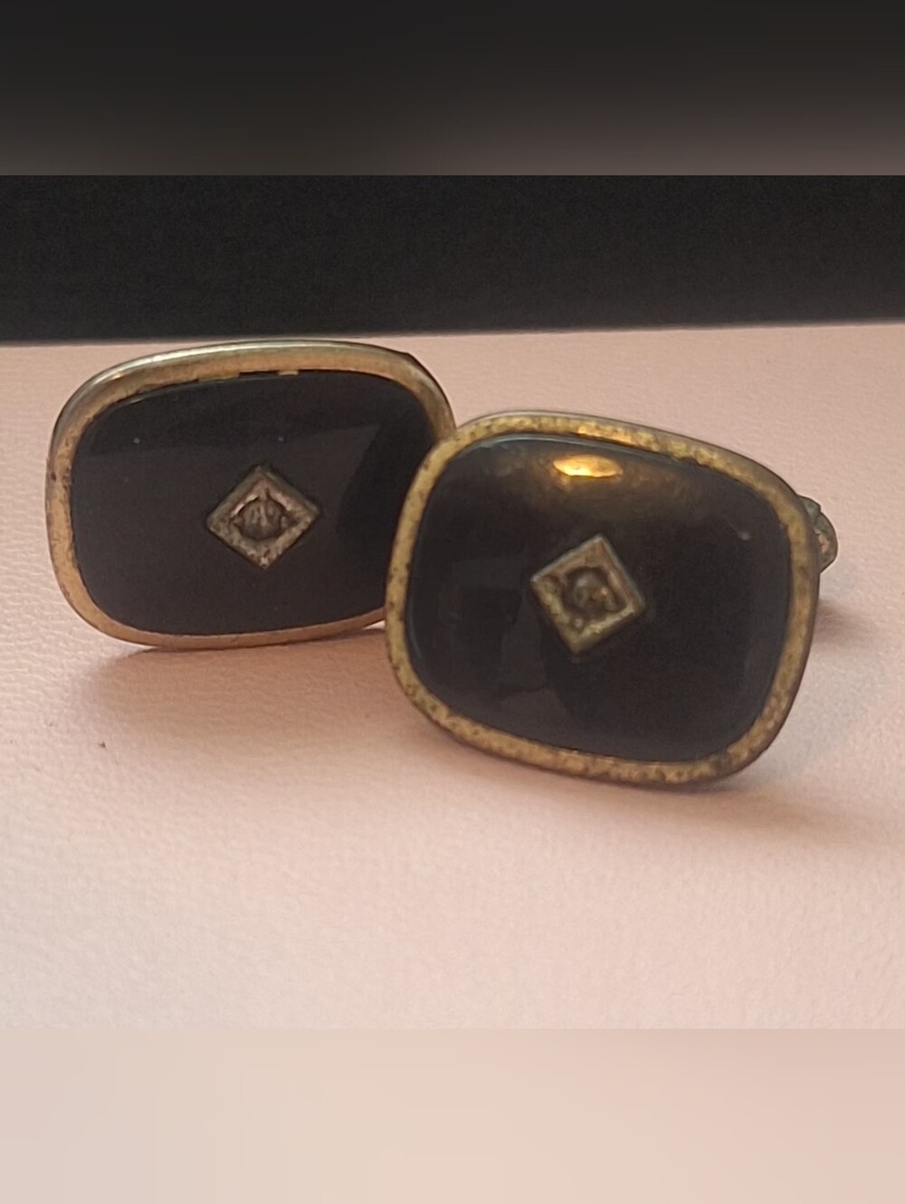 Anson Vintage Black and Gold Cufflinks - Classic Men’s Accessory Needs Cleaned